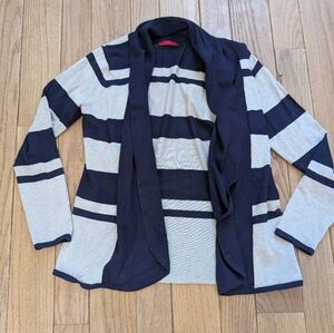 Striped Navy and Cream Women's Sweater From Red Size Large 11-13